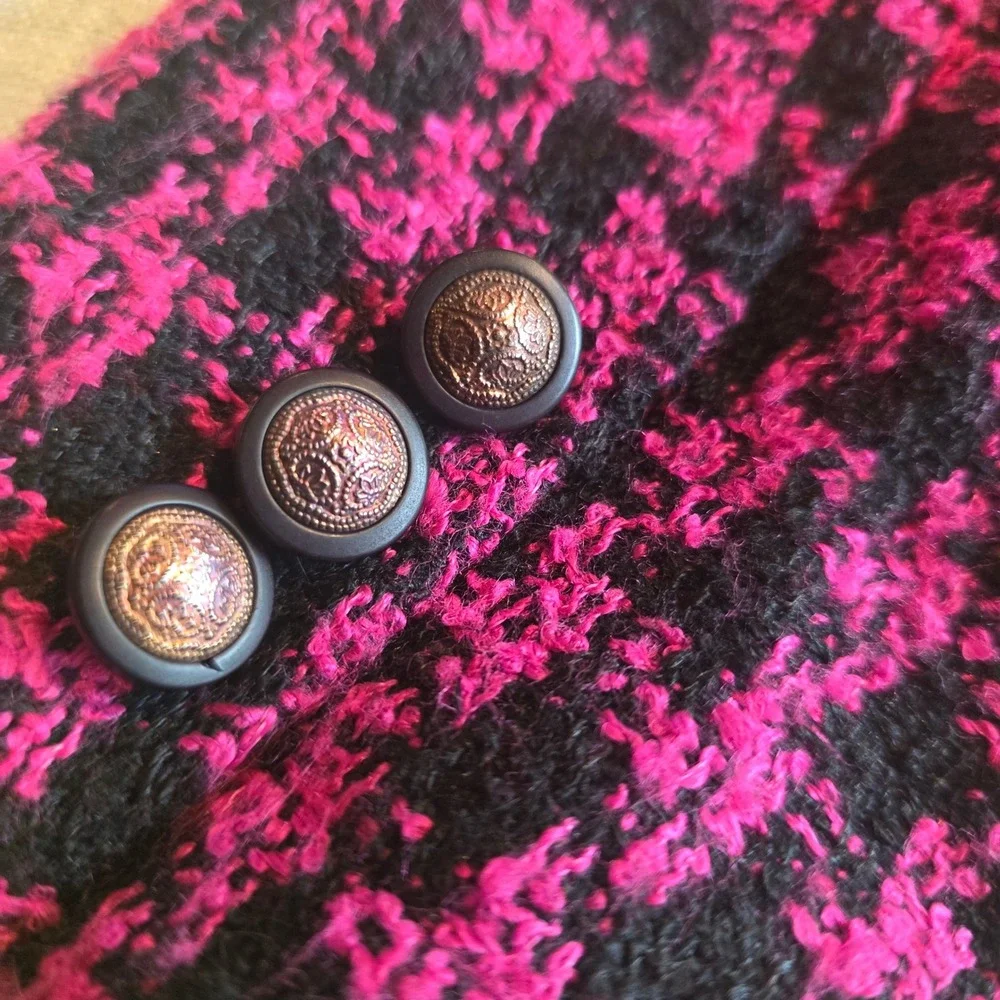Sportswear Systems Pink Black Houndstooth Tweed Academia Blazr Wool Blend Size 4
